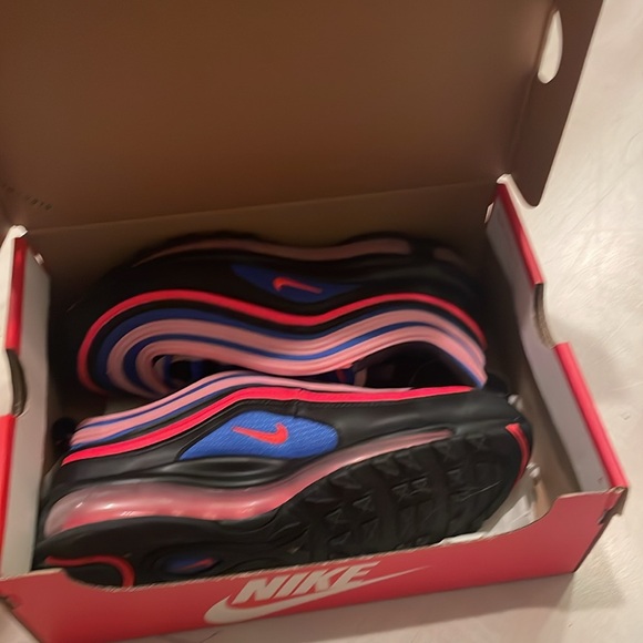 Nike Air Max 97 GS 'Black Multi' Black/Flash Crimson/Racer Blue - Picture 8 of 8